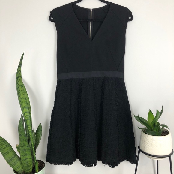 Rebecca Taylor Tweed Combo Dress In Black - Picture 4 of 10